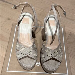 Dolce Vita Beige Floral Espadrille Wedges